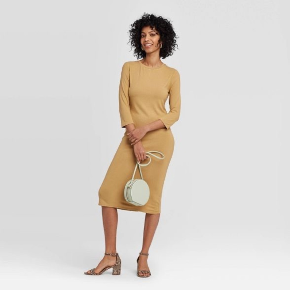 NWT | Long Sleeve Scoop Neck Knit Midi Dress
